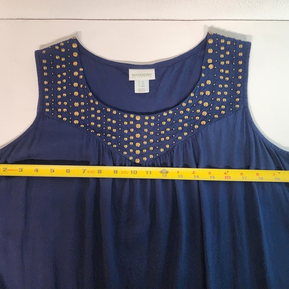 Motherhood Maternity Blue Sleeveless Top With Gold Studded Neckline Size XL - Picture 7 of 8